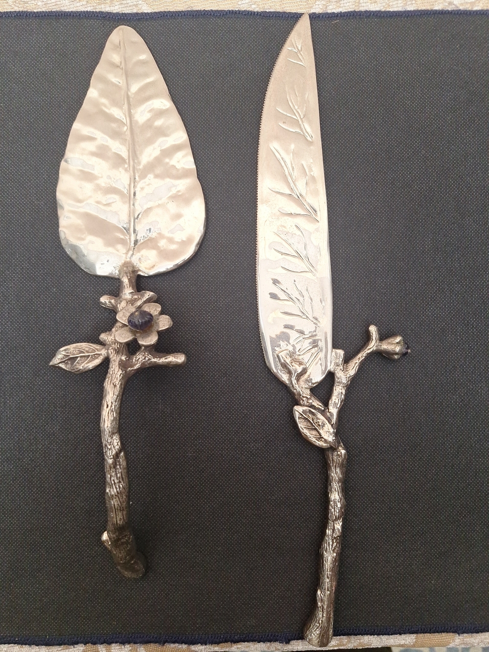 Bombay Silver-Tone Leaf & Branch Cake Knife and Server Set